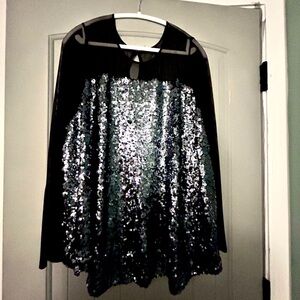 Silver black sequin top